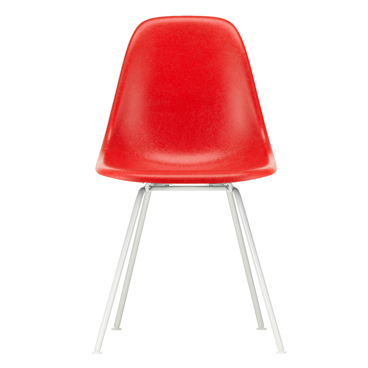 Vitra - Eames Fiberglass Side Chair DSX Gestell weiß - klassisches rot/Sitzschale Fiberglas/Gestell Stahl weiß pulverbeschichet/BxHxT 46,5x83x55cm von Vitra