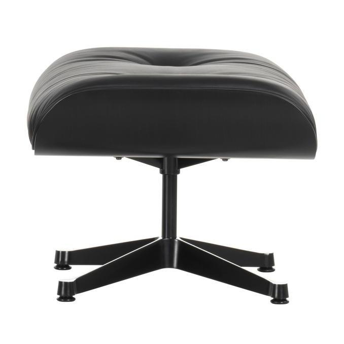 Vitra - Eames Lounge Chair Ottoman - schwarz nero/Bezug Leder Premium F 66/Schale Esche schwarz lackiert/Gestell schwarz lackiert von Vitra