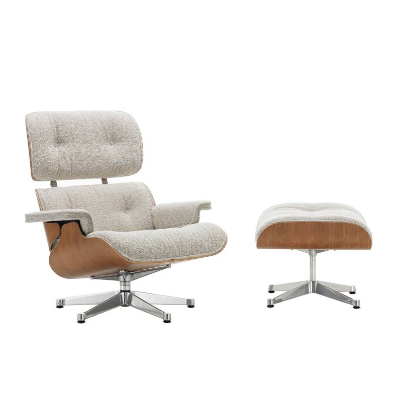Vitra - Eames Lounge Chair Sessel & Ottoman Stoff - crème / sand/Nubia (43% Polyester, 30% Schurwolle, 25% Polyacryl, 2% Polyamid)/Schale amerikanisch von Vitra