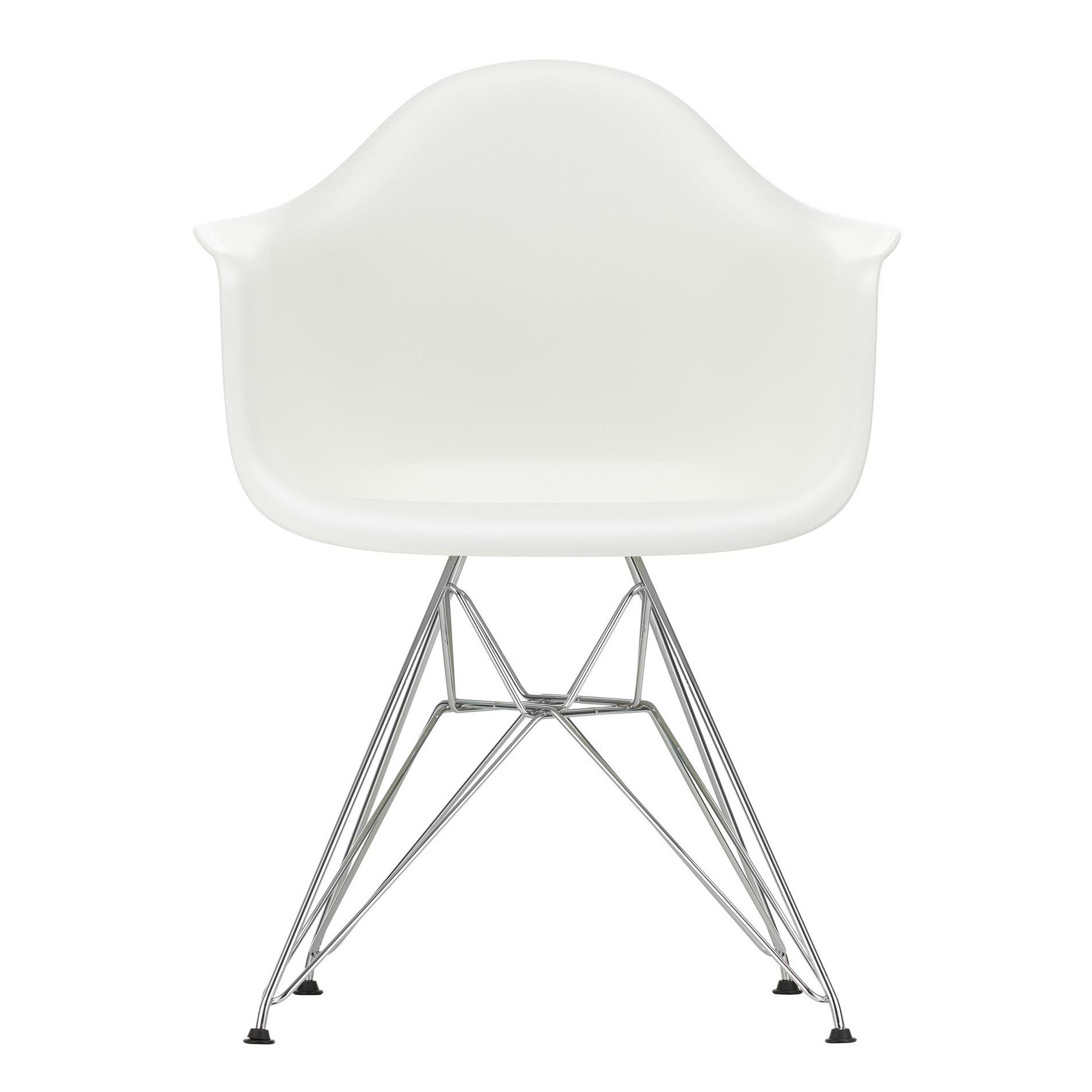 Vitra - Eames Plastic Armchair DAR Gestell verchromt - weiß/Sitzfläche Polypropylen/Eiffelturmgestell Chrom/BxHxT 62,5x83x60cm von Vitra