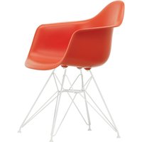 Vitra - Eames Plastic Armchair DAR RE, weiß / poppy red (Filzgleiter weiß) von Vitra