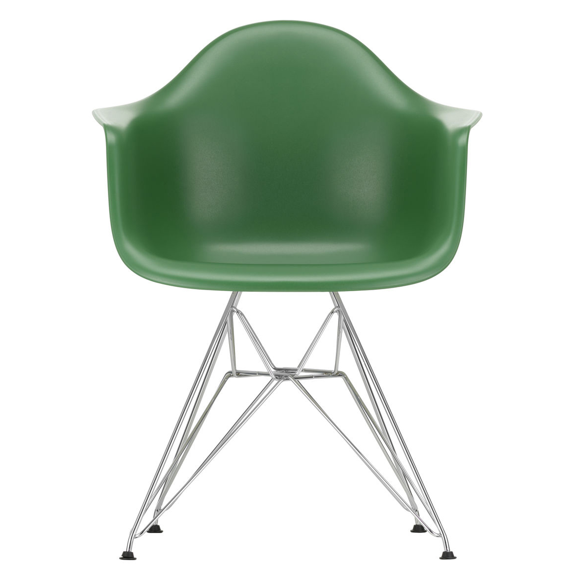 Vitra - Eames Plastic Armchair DAR RE Gestell verchromt - smaragd/Sitzschale recycelter Post Consumer Kunststoff/Eiffelturmgestell verchromt/ Filzglei von Vitra