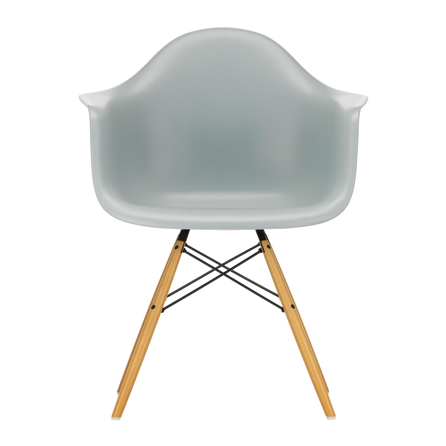 Vitra - Eames Plastic Armchair DAW Gestell Ahorn gelblich - hellgrau/Sitzschale Polypropylen/Gestell Ahorn gelblich/Stahl schwarz/BxHxT 62,5x83x60cm von Vitra