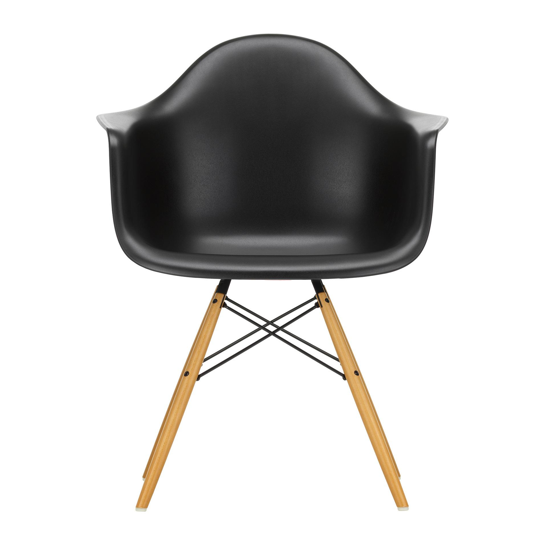 Vitra - Eames Plastic Armchair DAW Gestell Ahorn gelblich - tiefschwarz/Sitzschale Polypropylen/Gestell Ahorn gelblich/Stahl schwarz/BxHxT 62,5x83x60c von Vitra