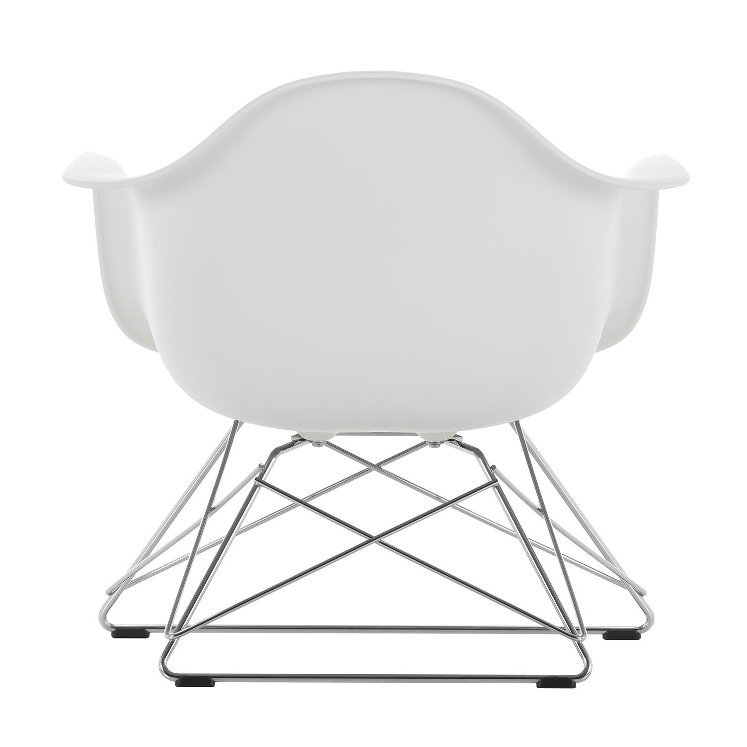 Vitra - Eames Plastic Armchair LAR Gestell verchromt - weiß/Sitzschale Polypropylen/Gestell Stahl verchromt/mit Filzgleitern von Vitra