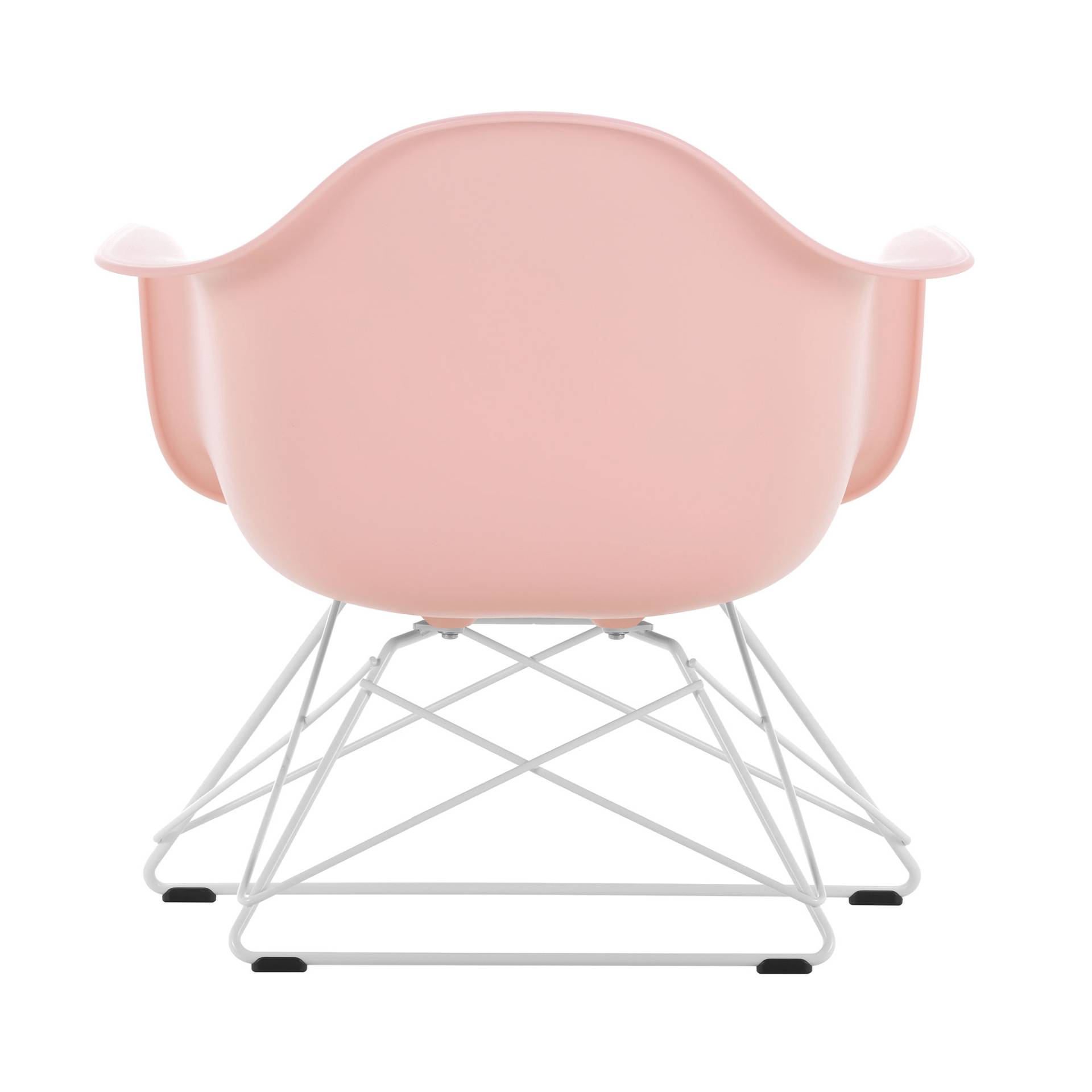 Vitra - Eames Plastic Armchair LAR RE Gestell weiß - weiß/Sitzschale recycelter Post Consumer Kunststoff/Gestell Stahl weiß pulverbeschichet/ Filzglei von Vitra