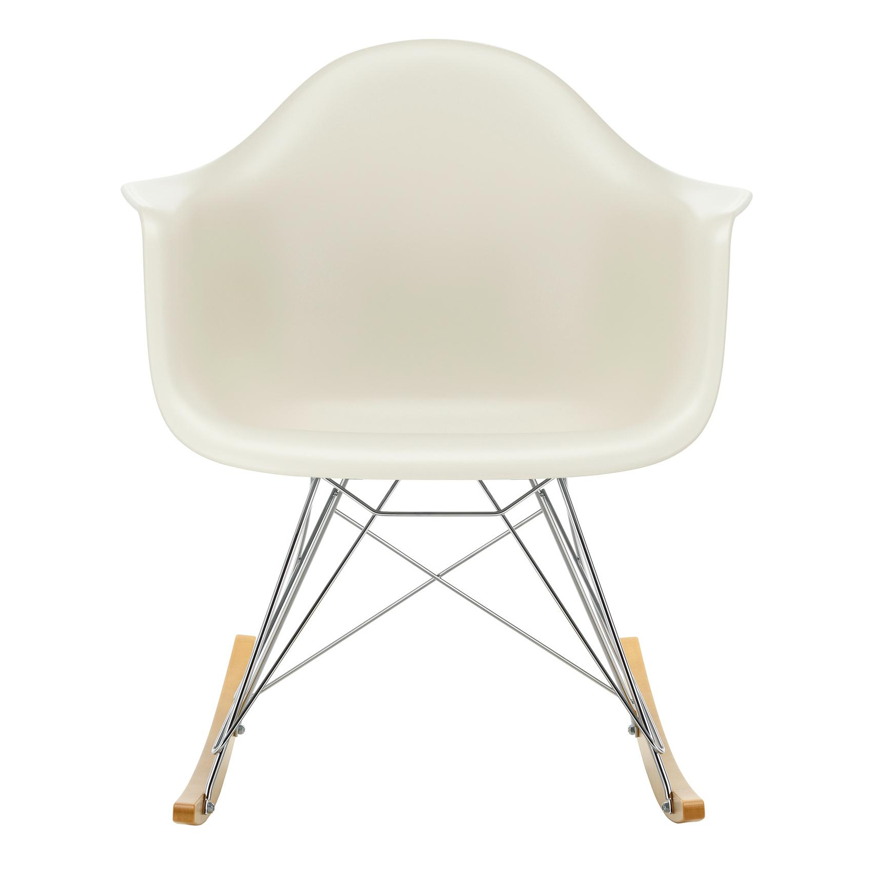 Vitra - Eames Plastic Armchair RAR RE Schaukelstuhl verchromt - kieselstein/Sitzschale recycelter Post Consumer Kunststoff/Gestell Stahldraht verchrom von Vitra