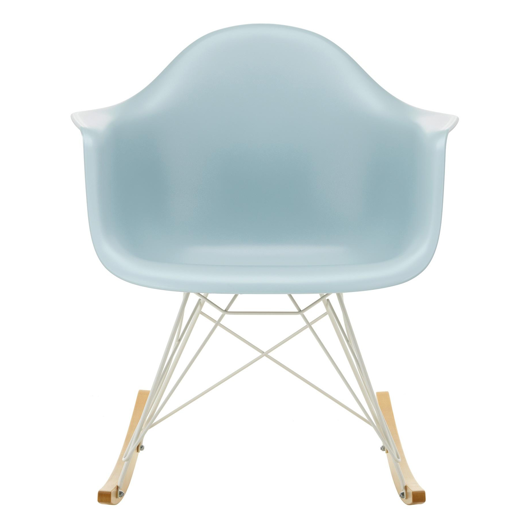 Vitra - Eames Plastic Armchair RAR RE Schaukelstuhl weiß - eisgrau/Sitzschale recycelter Post Consumer Kunststoff/Gestell weiß pulverbeschichtet/Kufen von Vitra