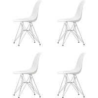 Vitra - Eames Plastic Side Chair DSR, verchromt / weiß (Filzgleiter basic dark) (4er-Set) von Vitra