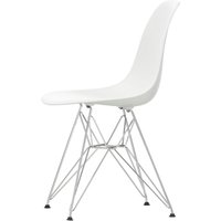 Vitra - Eames Plastic Side Chair DSR, verchromt / weiß (Kunststoffgleiter basic dark) von Vitra