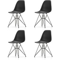 Vitra - Eames Plastic Side Chair DSR RE, basic dark / tiefschwarz (Filzgleiter basic dark) (4er-Set) von Vitra