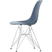 Vitra - Eames Plastic Side Chair DSR RE, verchromt / meerblau (Filzgleiter basic dark) von Vitra