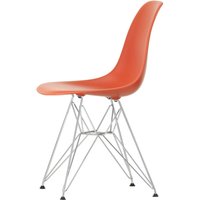 Vitra - Eames Plastic Side Chair DSR RE, verchromt / poppy red (Filzgleiter basic dark) von Vitra
