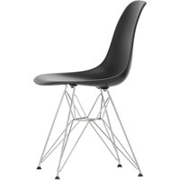 Vitra - Eames Plastic Side Chair DSR RE, verchromt / tiefschwarz (Filzgleiter basic dark) von Vitra