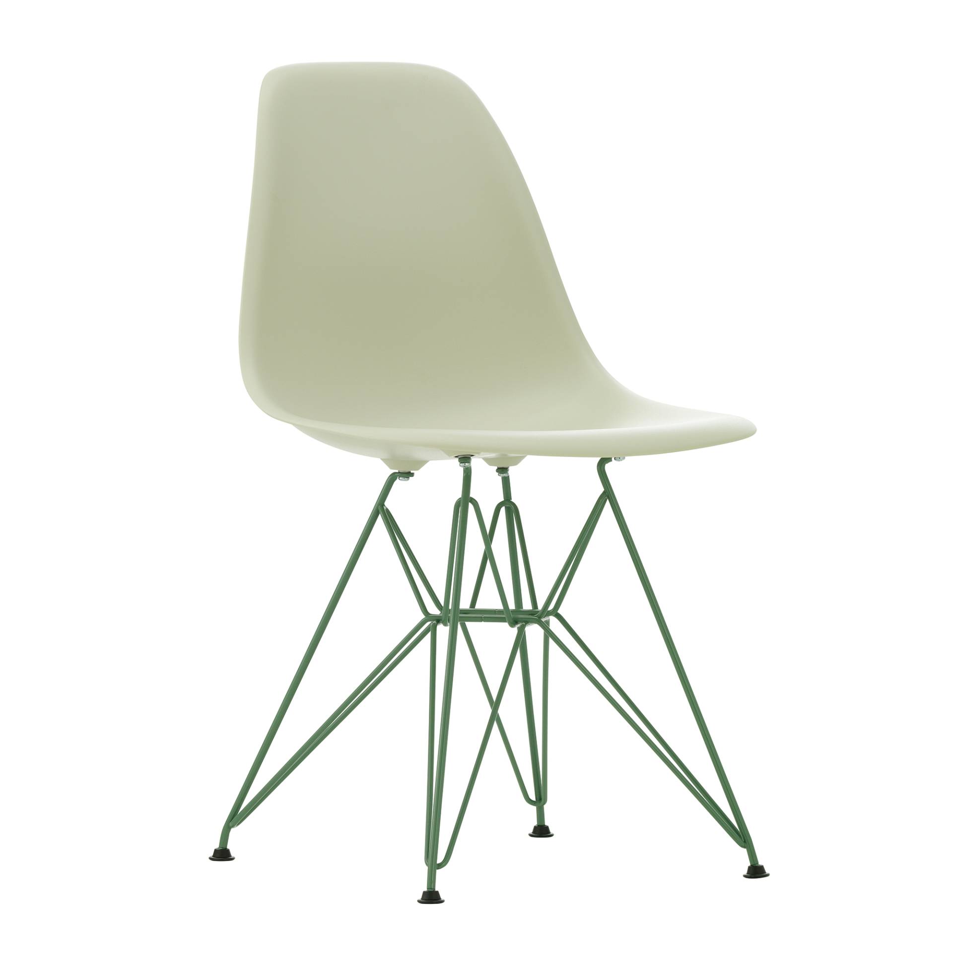 Vitra - Eames Plastic Side Chair DSR RE Gestell meeresschaum grün - kieselstein/Sitzschale recycelter Post Consumer Kunststoff/Eiffelturmgestell... von Vitra