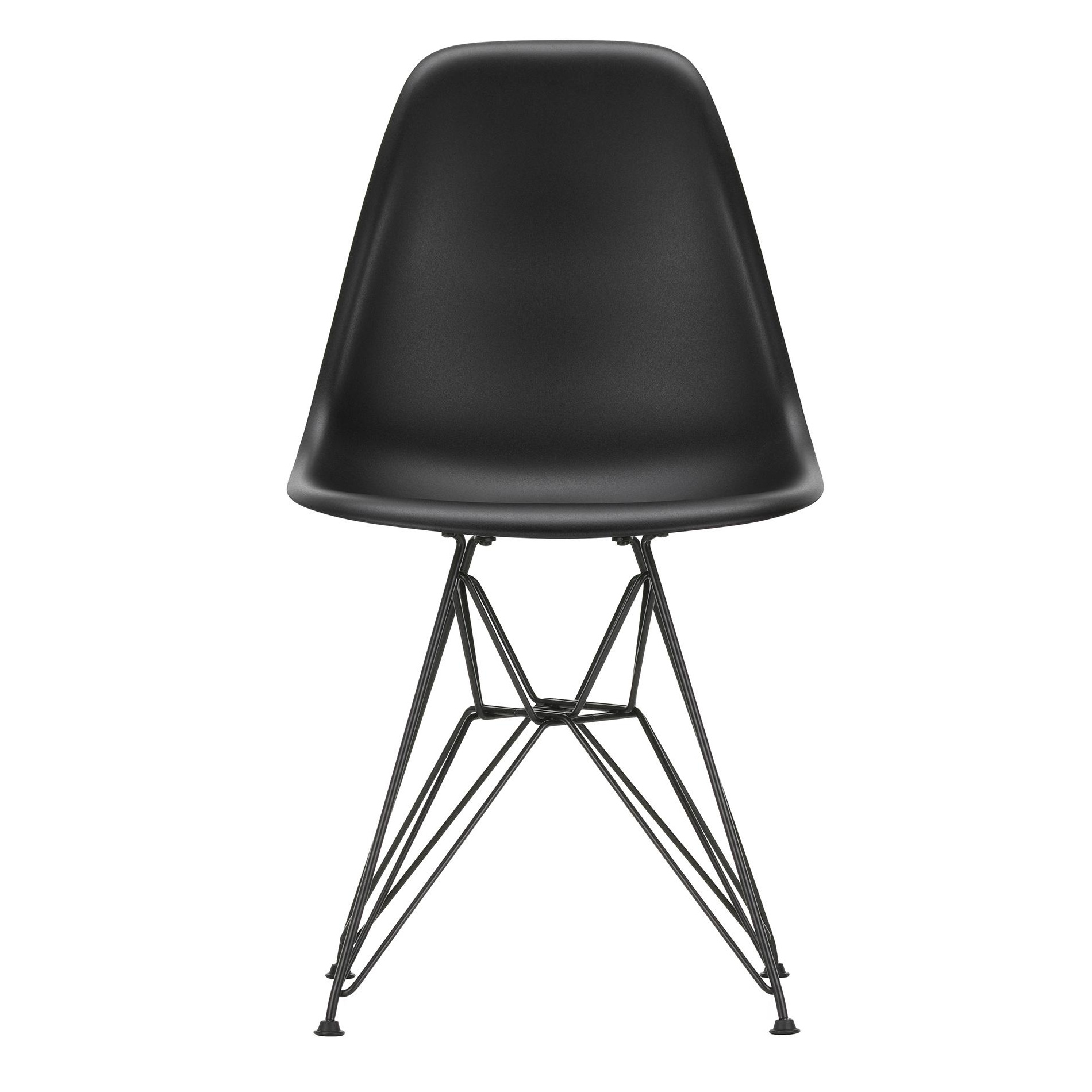 Vitra - Eames Plastic Side Chair DSR RE Gestell schwarz 4er Set - tiefschwarz/Sitzschale recycelter Post Consumer Kunststoff/Eiffelturmgestell... von Vitra