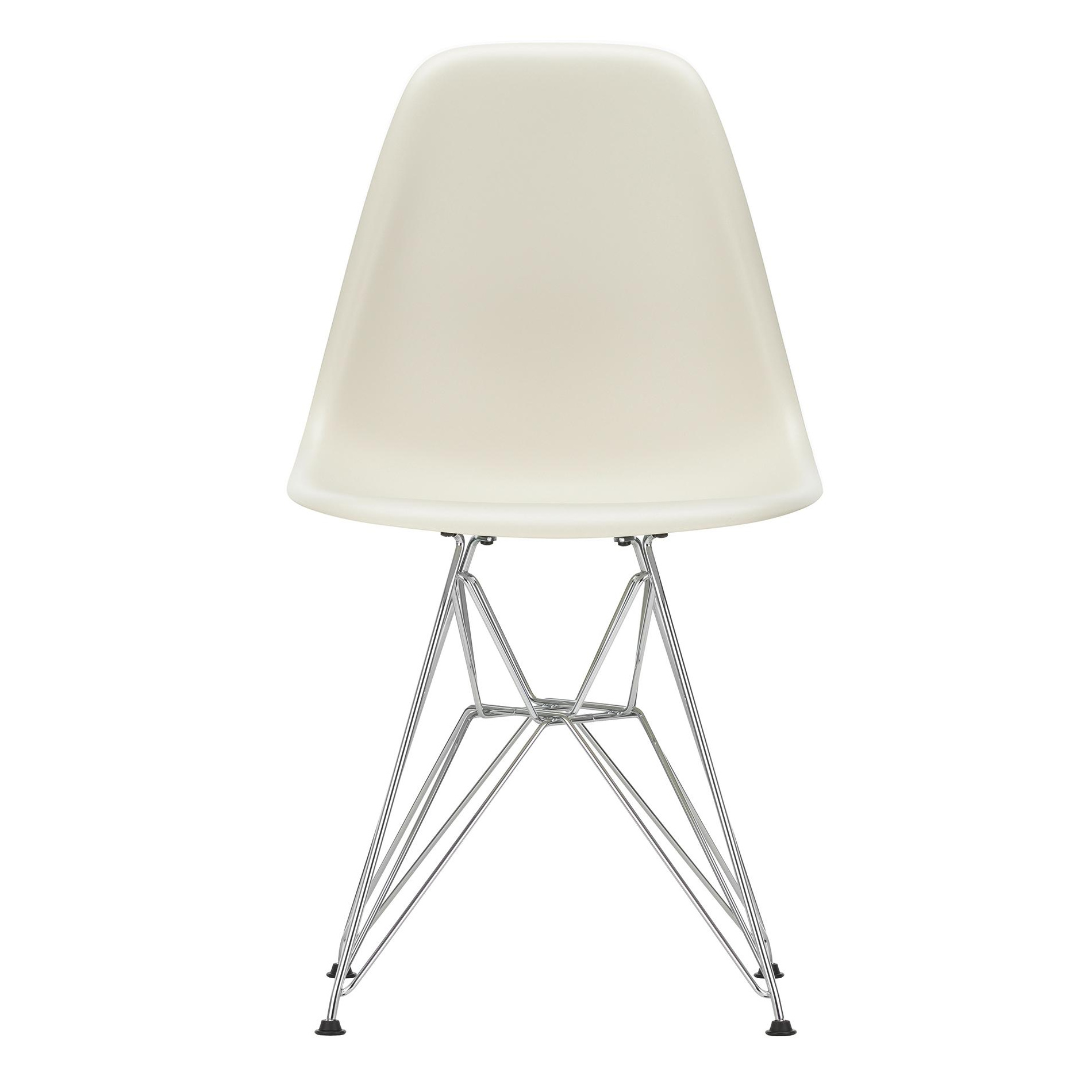 Vitra - Eames Plastic Side Chair DSR RE Gestell verchromt - kieselstein/Sitzschale recycelter Post Consumer Kunststoff/Eiffelturmgestell verchromt/... von Vitra