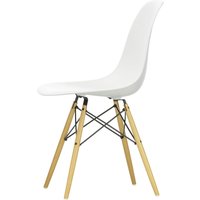 Vitra - Eames Plastic Side Chair DSW, Ahorn gelblich / weiß (Kunststoffgleiter weiß) von Vitra