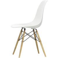 Vitra - Eames Plastic Side Chair DSW, Esche honigfarben / weiß (Filzgleiter weiß) von Vitra