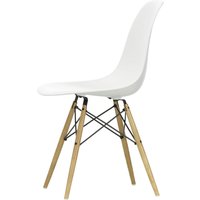 Vitra - Eames Plastic Side Chair DSW, Esche honigfarben / weiß (Kunststoffgleiter weiß) von Vitra