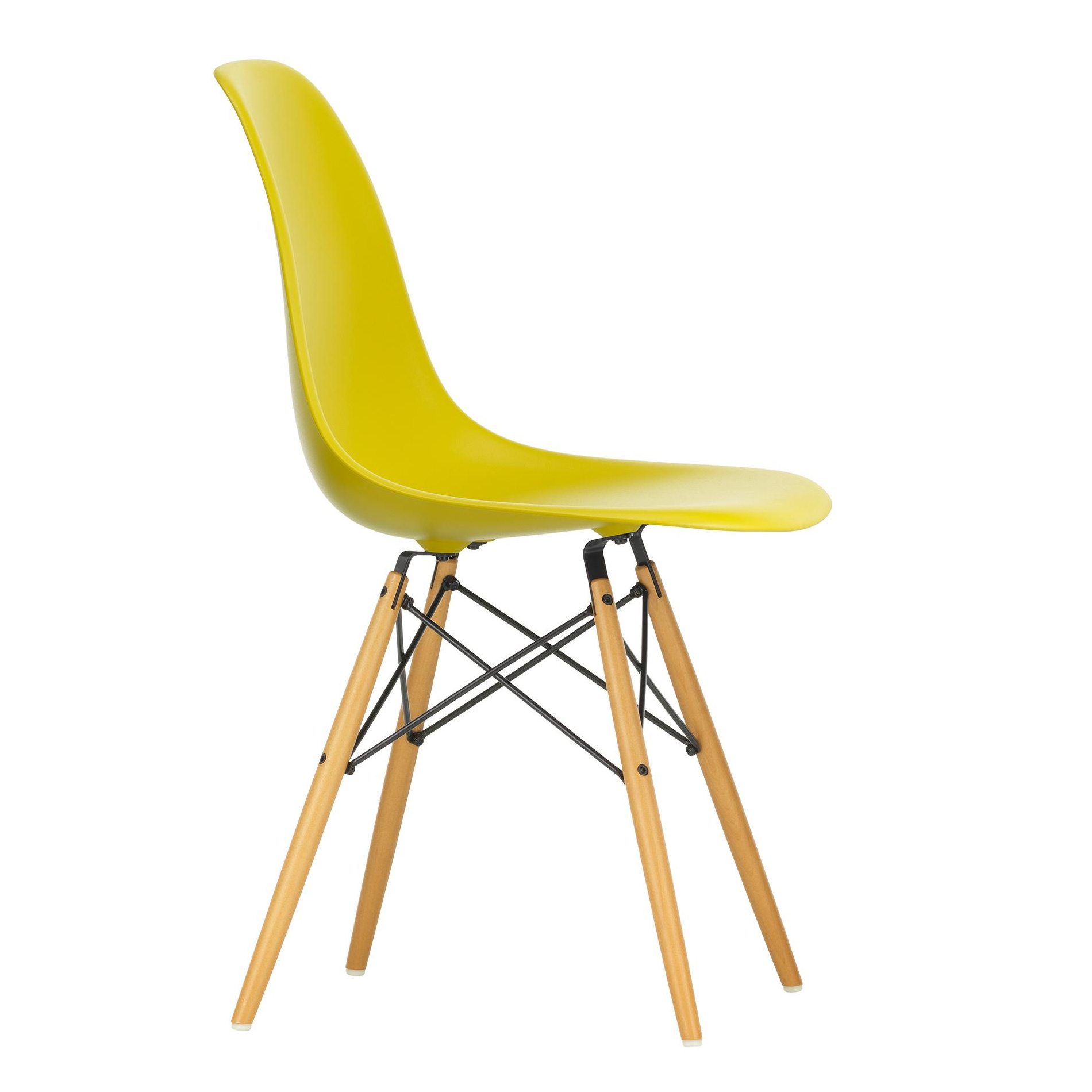 Vitra - Eames Plastic Side Chair DSW Ahorn gelblich - senfgelb/Sitzschale Polypropylen/Gestell Ahorn gelblich/Stahl schwarz/BxHxT 46,5x83x55cm von Vitra