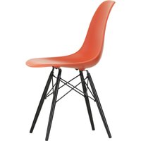 Vitra - Eames Plastic Side Chair DSW RE, Ahorn dunkel / poppy red (Filzgleiter basic dark) von Vitra