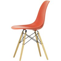 Vitra - Eames Plastic Side Chair DSW RE, Ahorn gelblich / poppy red (Filzgleiter weiß) von Vitra