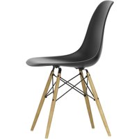 Vitra - Eames Plastic Side Chair DSW RE, Esche honigfarben / tiefschwarz (Filzgleiter weiß) von Vitra