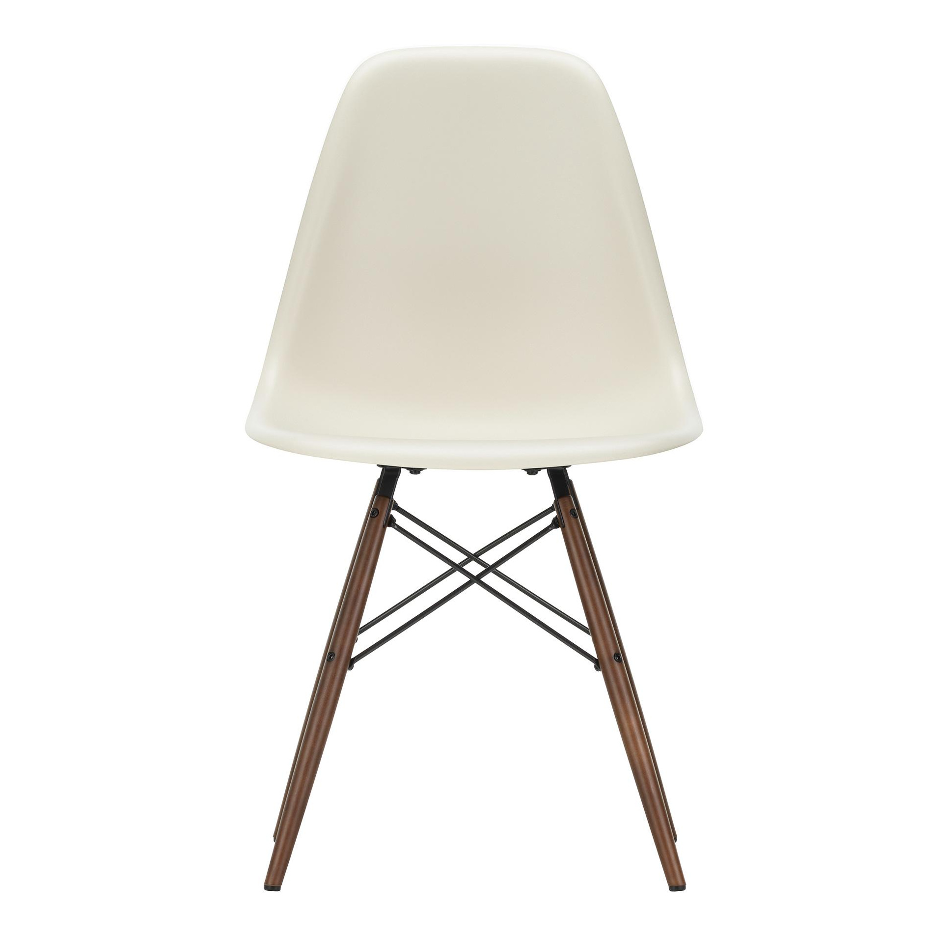 Vitra - Eames Plastic Side Chair DSW RE Gestell Ahorn dunkel - kieselstein/Sitzschale recycelter Post Consumer Kunststoff/Gestell Ahorn dunkel/ Stahl. von Vitra