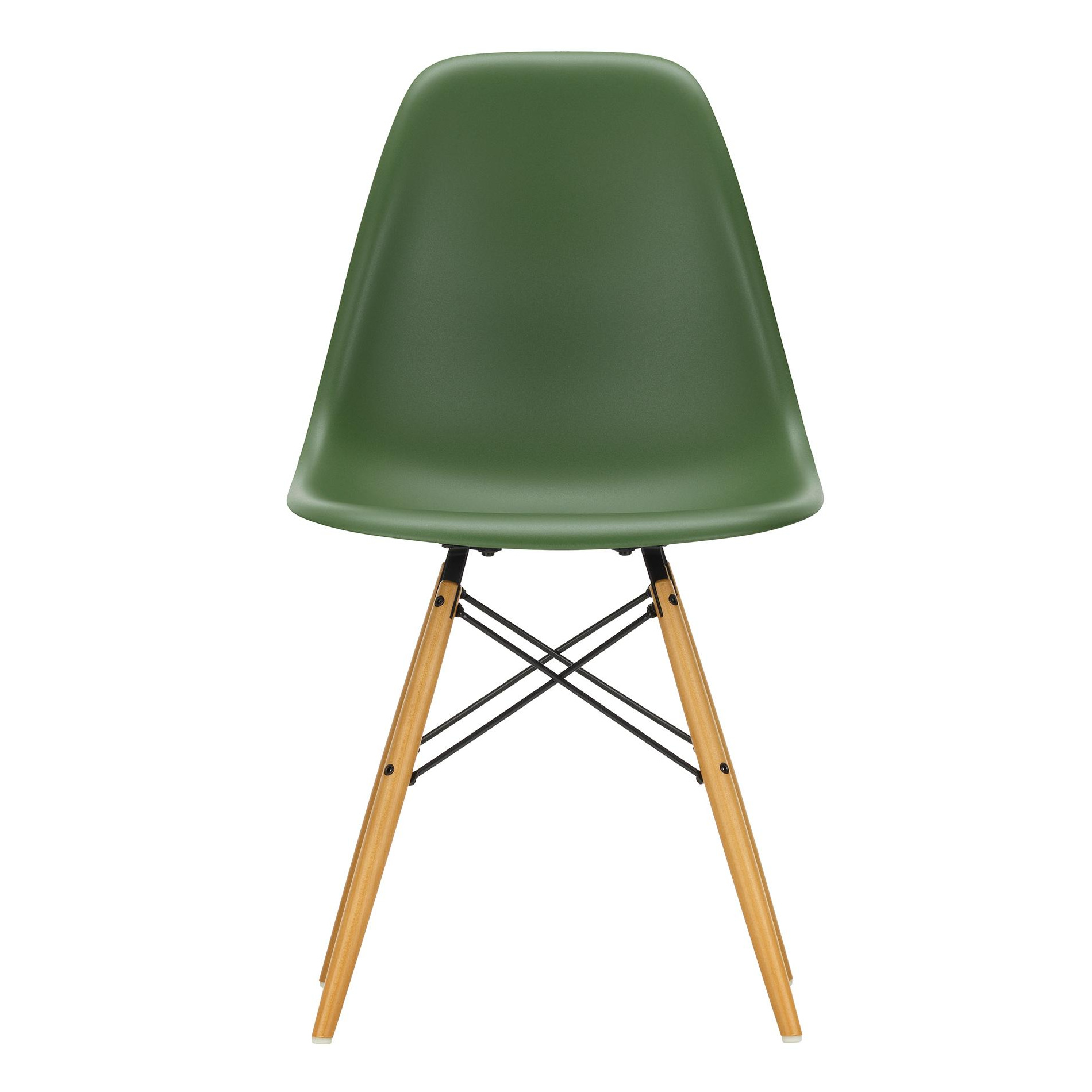 Vitra - Eames Plastic Side Chair DSW RE Gestell Ahorn gelblich - forest /Sitzschale recycelter Post Consumer Kunststoff/Filzgleiter weiß von Vitra