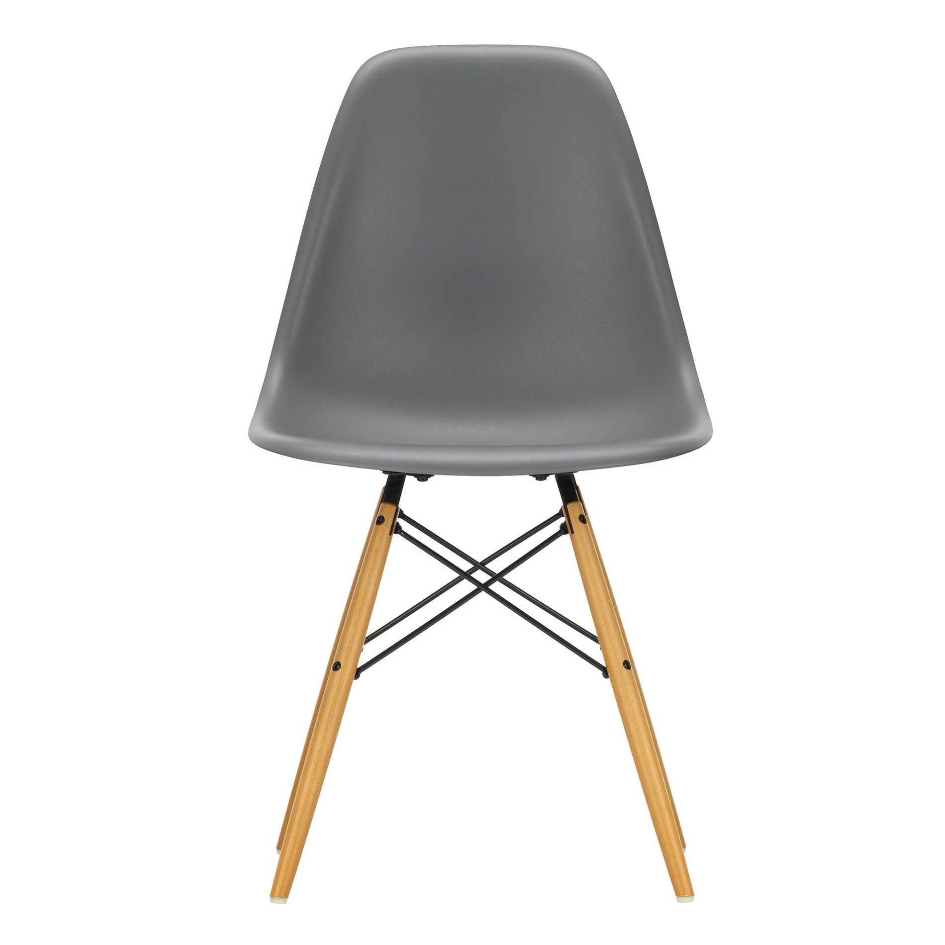 Vitra - Eames Plastic Side Chair DSW RE Gestell Ahorn gelblich - granitgrau/Sitzschale recycelter Post Consumer Kunststoff/Filzgleiter weiß von Vitra