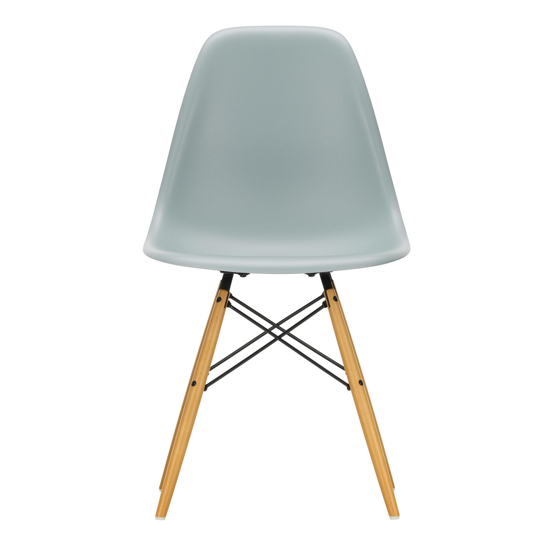 Vitra - Eames Plastic Side Chair DSW RE Gestell Ahorn gelblich - hellgrau /Sitzschale recycelter Post Consumer Kunststoff/Filzgleiter weiß von Vitra