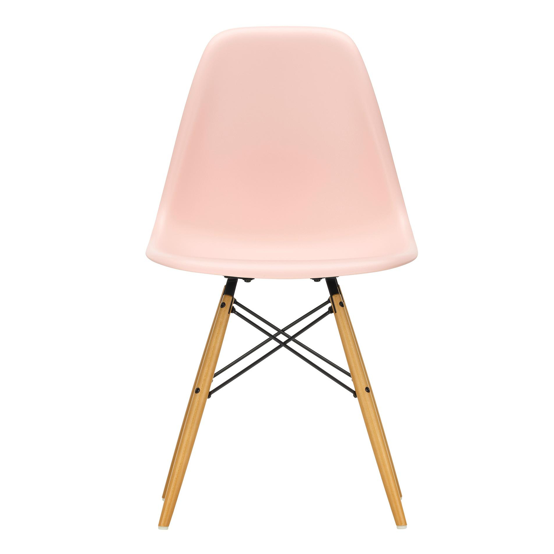 Vitra - Eames Plastic Side Chair DSW RE Gestell Ahorn gelblich - zartrosé /Sitzschale recycelter Post Consumer Kunststoff/Filzgleiter weiß von Vitra