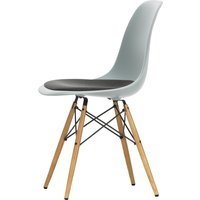 Vitra - Eames Plastic Side Chair DSW mit Sitzpolster, Esche honigfarben / hellgrau (Filzgleiter basic dark) von Vitra