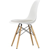 Vitra - Eames Plastic Side Chair DSW mit Sitzpolster, Esche honigfarben / weiß (Filzgleiter basic dark) von Vitra