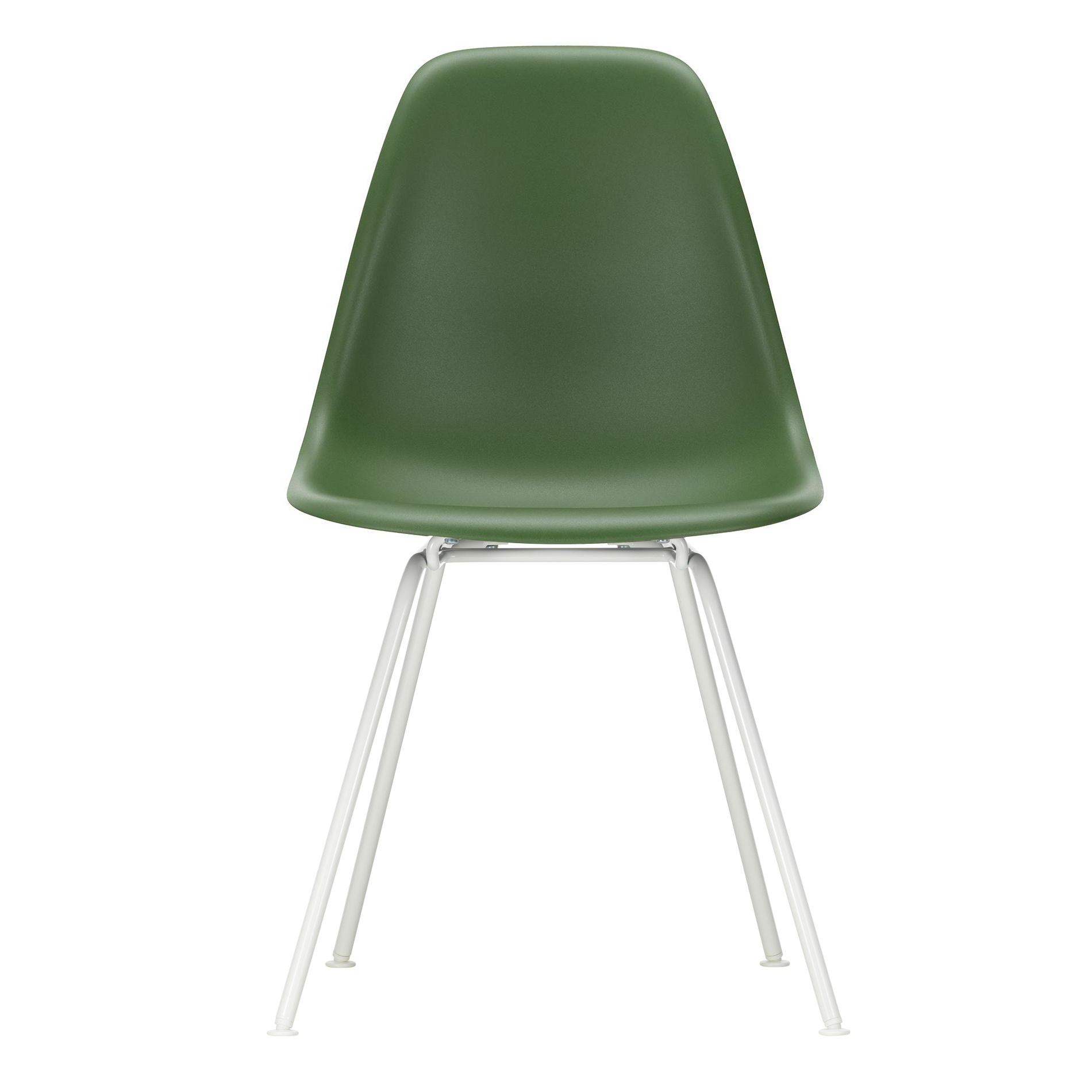 Vitra - Eames Plastic Side Chair DSX RE Gestell weiß - forest /Sitzschale recycelter Post Consumer Kunststoff/Gestell weiß/ Filzgleiter schwarz/BxHxT. von Vitra