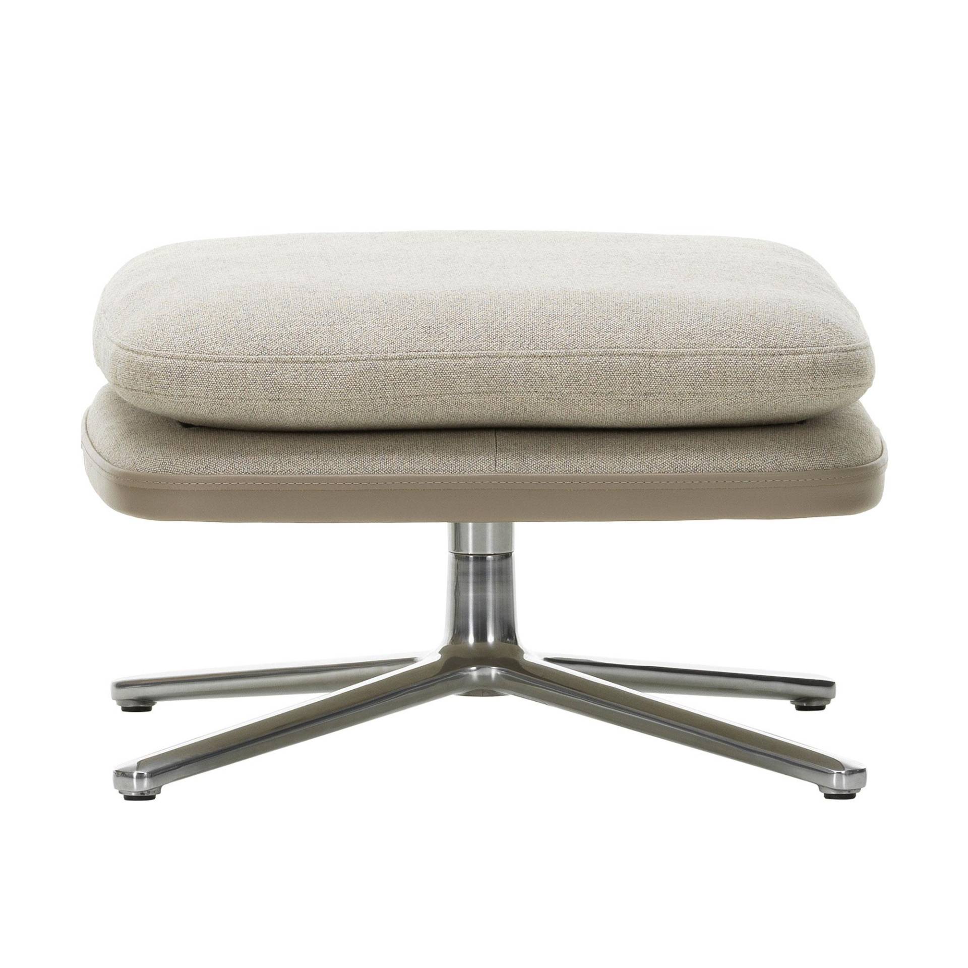 Vitra - Grand Relax Ottoman Stoff - beige, grau/Sitzfläche Stoff Dumet 03/Unterseite Leder Forte 07/Fuß Aluminium-Druckguss poliert von Vitra