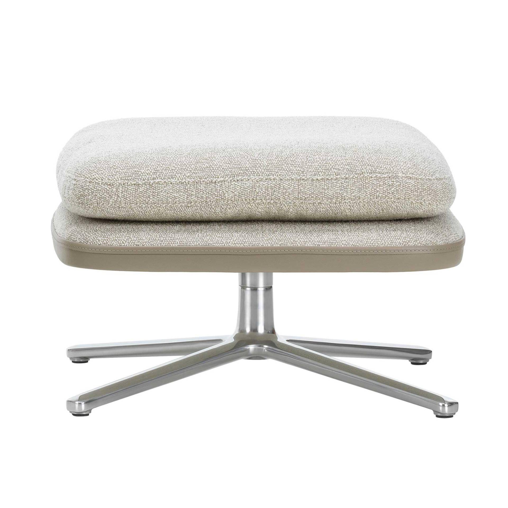 Vitra - Grand Relax Ottoman Stoff - elfenbein perle/Sitzfläche Stoff Nubia 01/Unterseite Leder Forte 07/Fuß Aluminium-Druckguss poliert von Vitra