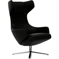 Vitra - Grand Repos Sessel - Sitzhöhe 46 cm - Untergestell Aluminium poliert - Leder Kontrastnaht nero - Filzgleiter Harboden von Vitra