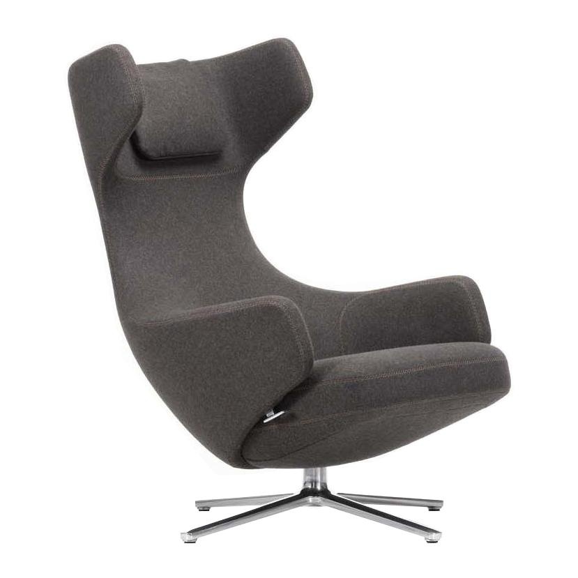 Vitra - Grand Repos Sessel - klassisches grau/Cosy 2 10 (80% Schurwolle, 20% Polyamid)/Stoff mit Kontrastnaht/Kreuzstich/ Bezug abnehmbar/Fuß... von Vitra