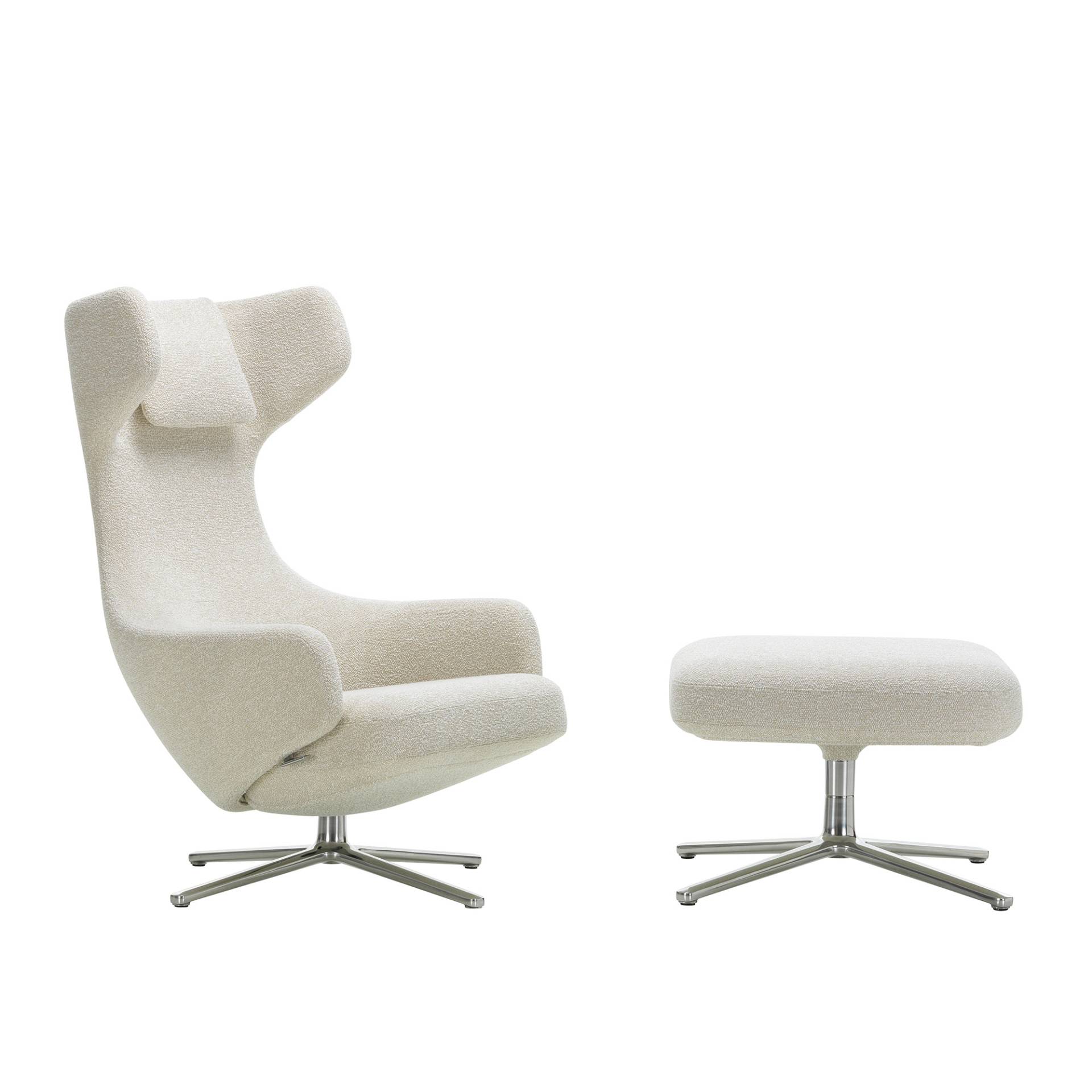 Vitra - Grand Repos Sessel & Ottoman Stoff - elfenbein/perle/Nubia 01 (43% Polyester, 30% Schurwolle, 25% Polyacryl, 2% Polyamid) /Stoff mit Doppelsti von Vitra