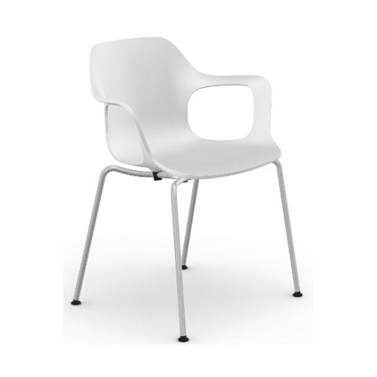 Vitra - Hal Armchair Tube White Outdoor Armlehnstuhl - weiß/Gestell verchromt/Gleiter weiß/stapelbar von Vitra