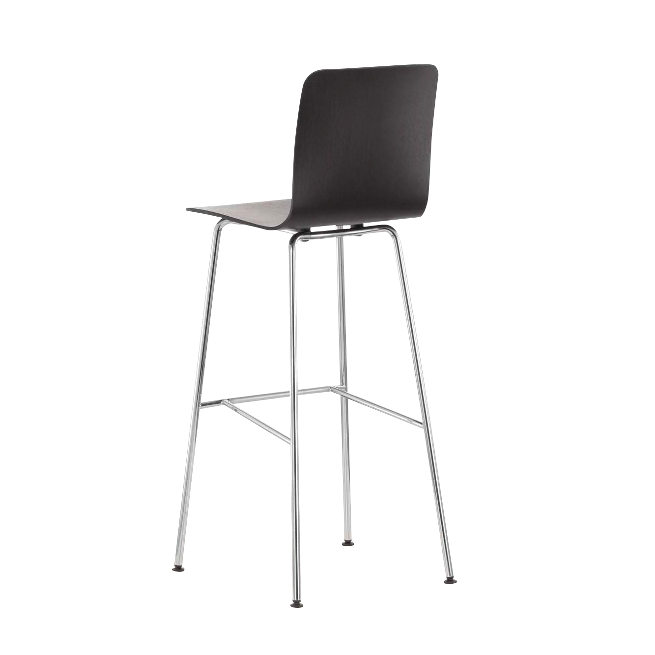 Vitra - Hal Ply Stool High Barhocker - eiche dunkel/Gestell glanzchrom/mit Filzgleitern/Sitzhöhe 80,1 cm von Vitra