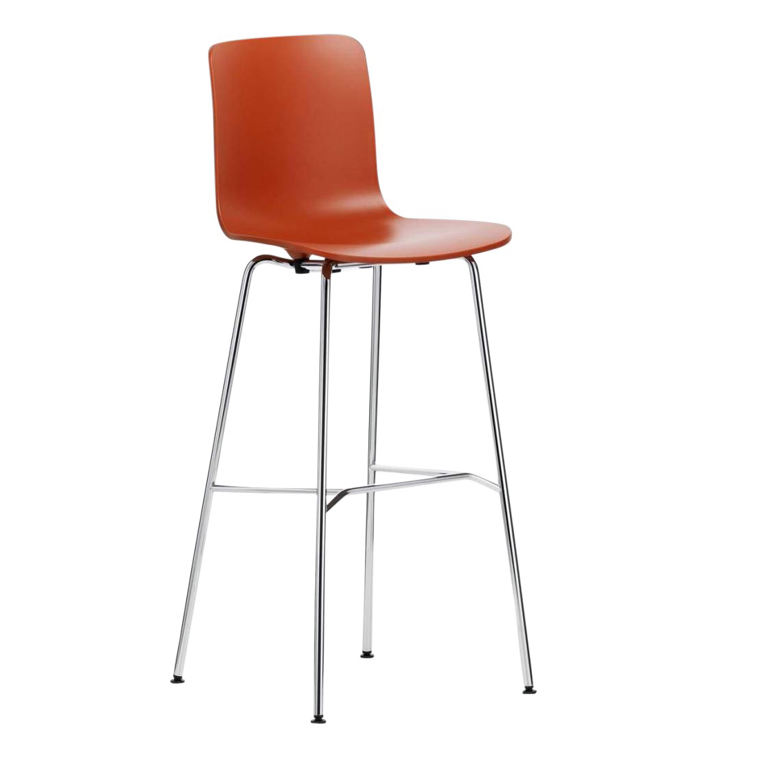 Vitra - Hal RE Barhocker hoch - backsteinrot/Sitzschale Polypropylen/Gestell Stahl verchromt/BxHxT 49,5x114x49cm/ mit Filzgleiter von Vitra