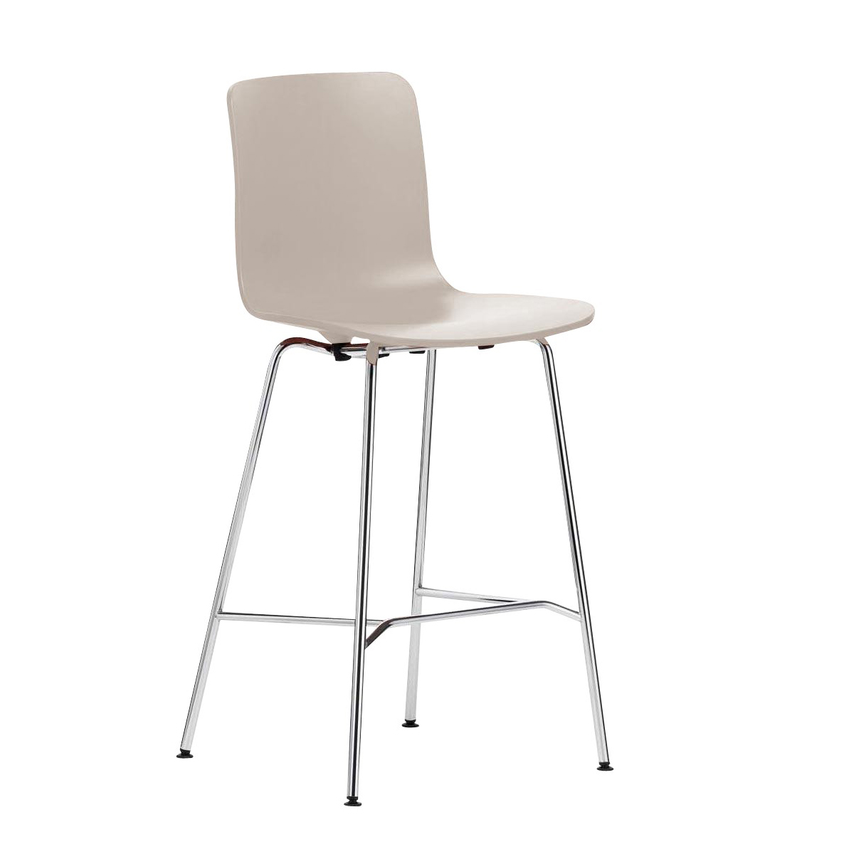 Vitra - Hal RE Barhocker medium - warmes grau/Sitzschale Polypropylen/Gestell Stahl verchromt/BxHxT 49,5x100,5x49cm von Vitra