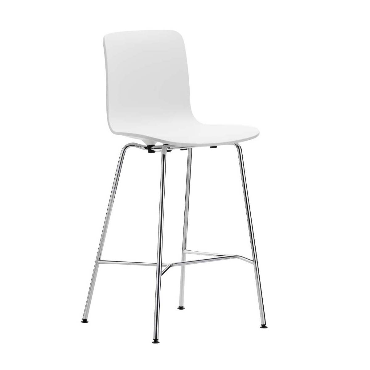 Vitra - Hal RE barhocker medium - baumwollweiß/Sitzschale Polypropylen/Gestell Stahl verchromt/BxHxT 49,5x100,5x49cm/ mit Filzgleitern von Vitra