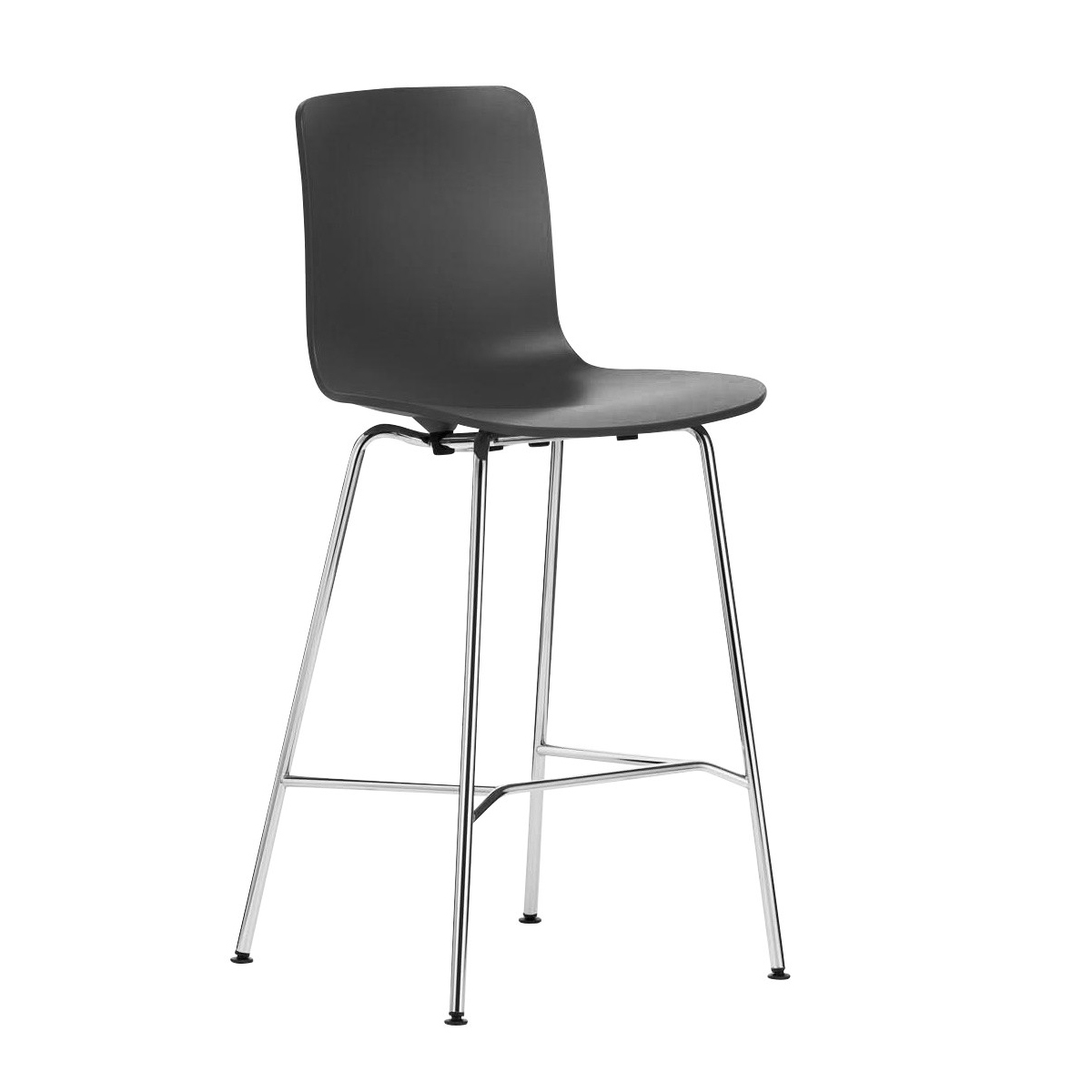 Vitra - Hal RE barhocker medium - tiefschwarz/Sitzschale Polypropylen/Gestell Stahl verchromt/BxHxT 49,5x100,5x49cm/ mit Filzgleitern von Vitra