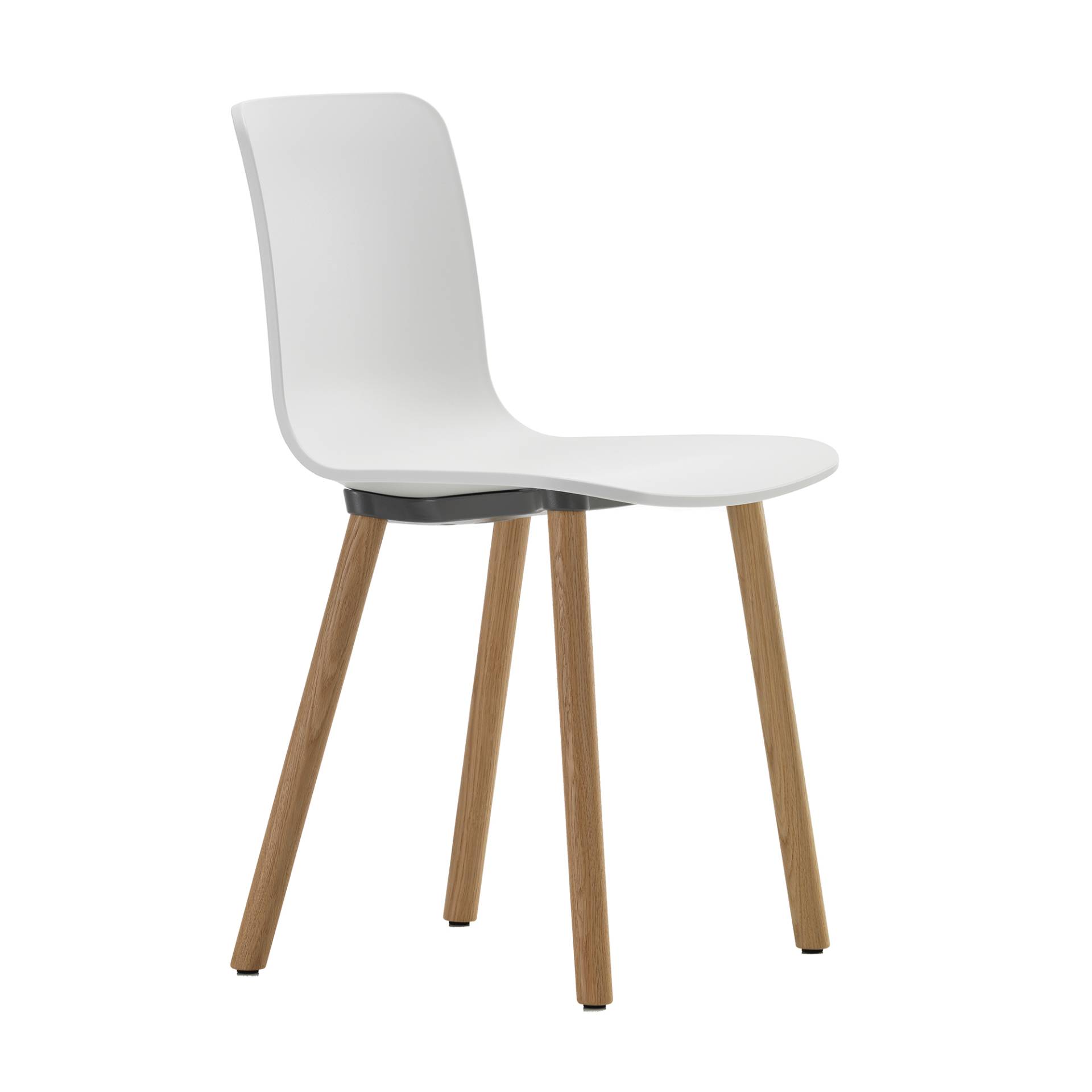 Vitra - Hal Wood RE Stuhl - baumwollweiß/Sitzschale Polypropylen/Gestell Eiche natur/BxHxT 47,5x79,5x51cm von Vitra