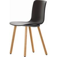 Vitra - Hal RE Wood Stuhl, basic dark / Eiche natur, Kunststoffgleiter basic dark (Teppichboden) von Vitra