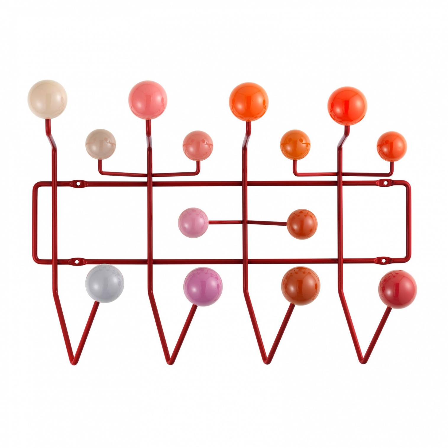 Vitra - Hang it all Garderobe - rot/Holz lackiert/Gestell rot/BxHxT 50,5x37x17cm von Vitra